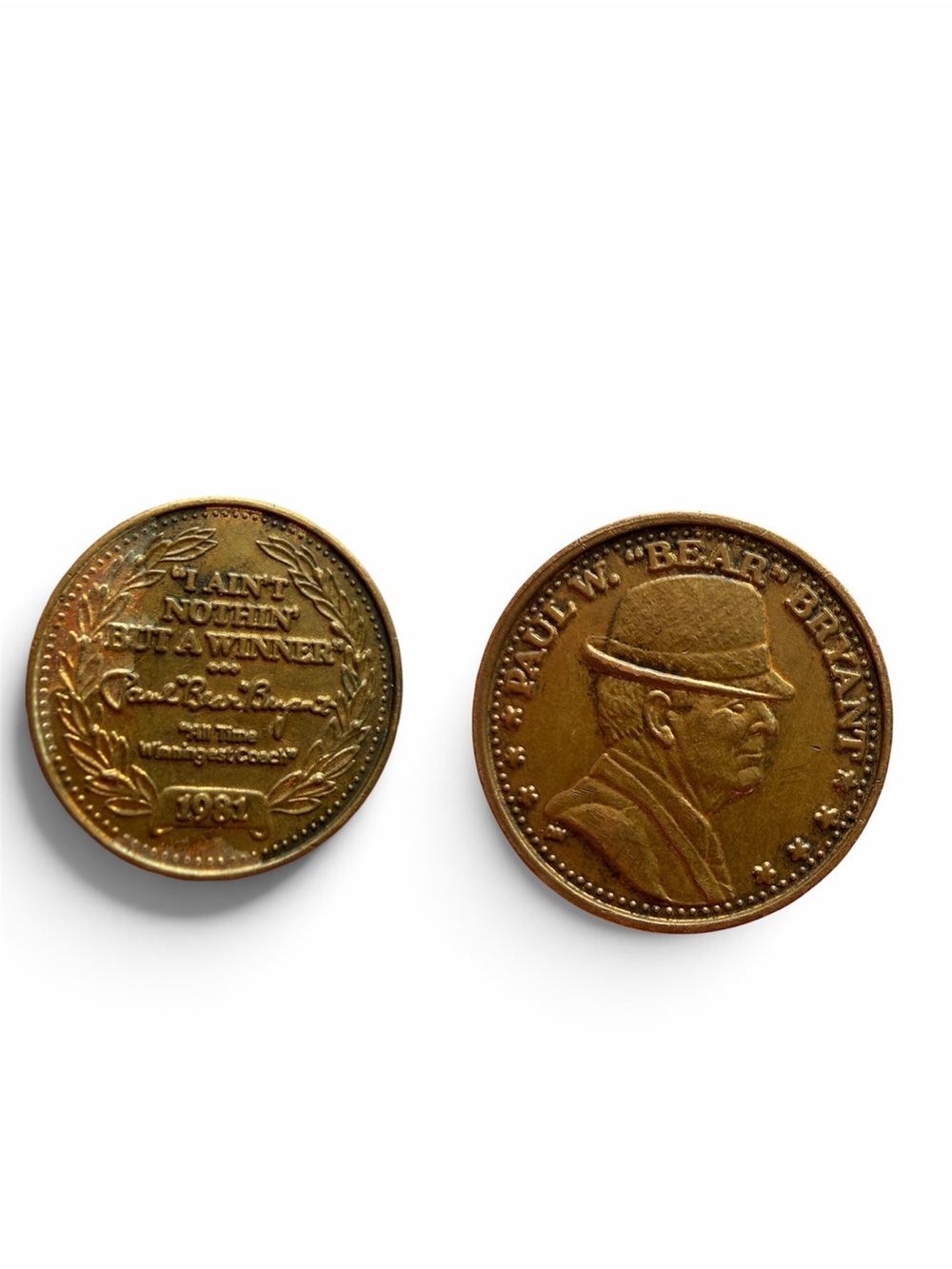Bronze ALABAMA FOOTBALL Paul 'Bear' Bryant Commemorative Medallion